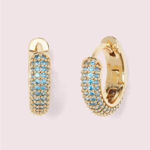 Kate Spade Brilliant Statement Pave Huggie Earrings in Blue